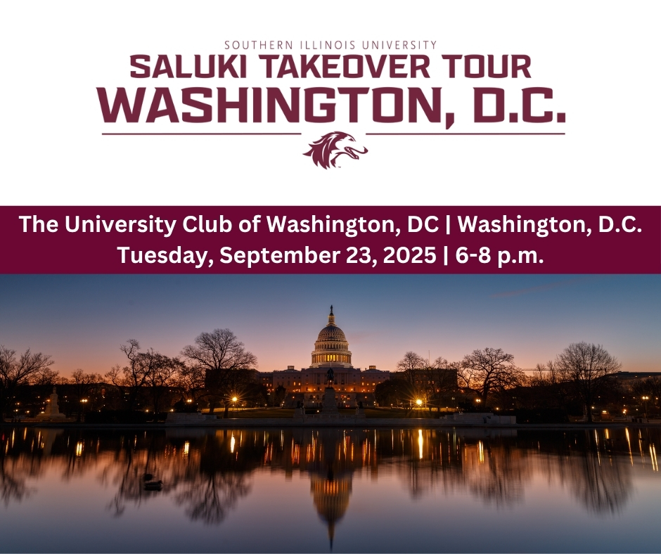 SIUFoundation's tweet image. The Saluki Takeover Tour heads to Washington, D.C., for the first time! Join us Sept. 23 at The University Club of Washington, DC for an evening of connection, celebration, and Saluki pride. Free to attend with RSVP: siuf.org/washington