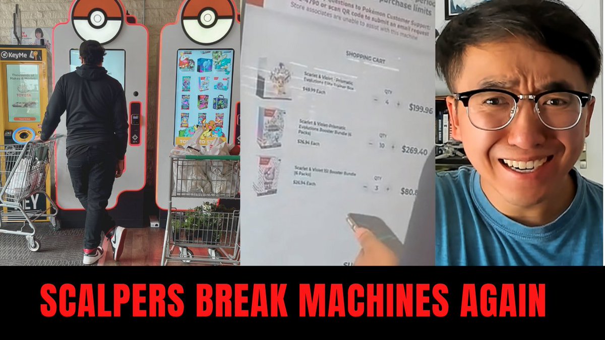 Kennyboulder's tweet image. Pokemon Card Scalpers are offering $2000 on how to break the Pokemon Center Vending Machines limits. They have broken it again and here is the proof.
Video:
youtu.be/PIQgC8WKiSU
@pok_re92689 @ScalpersDaWild @_pikanomics @SocalCoyote @MarcApruzzese