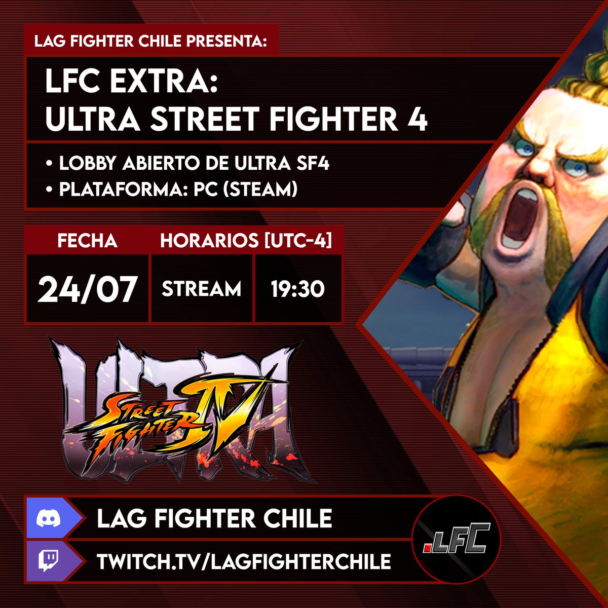 lagfightercl's tweet image. Hoy a partir de las 19:30 (UTC-4) tocan peleas de Ultra Street Fighter 4 en esta edición del LFC Extra.
La idea será hacer un lobby abierto para ir jugando unas partidas, los dejo invitados para que se pasen a ver o a participar en el lobby ✌️