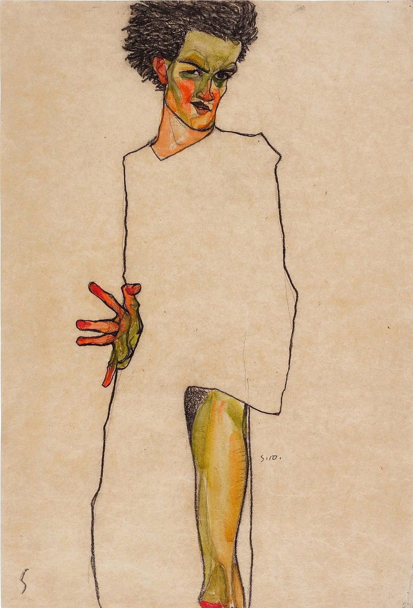 _Emmet_Emmet's tweet image. Egon Schiele | Austrian, 1890–1918
— Selbstbildnis | 1910
Watercolor and charcoal on paper
Private collection
