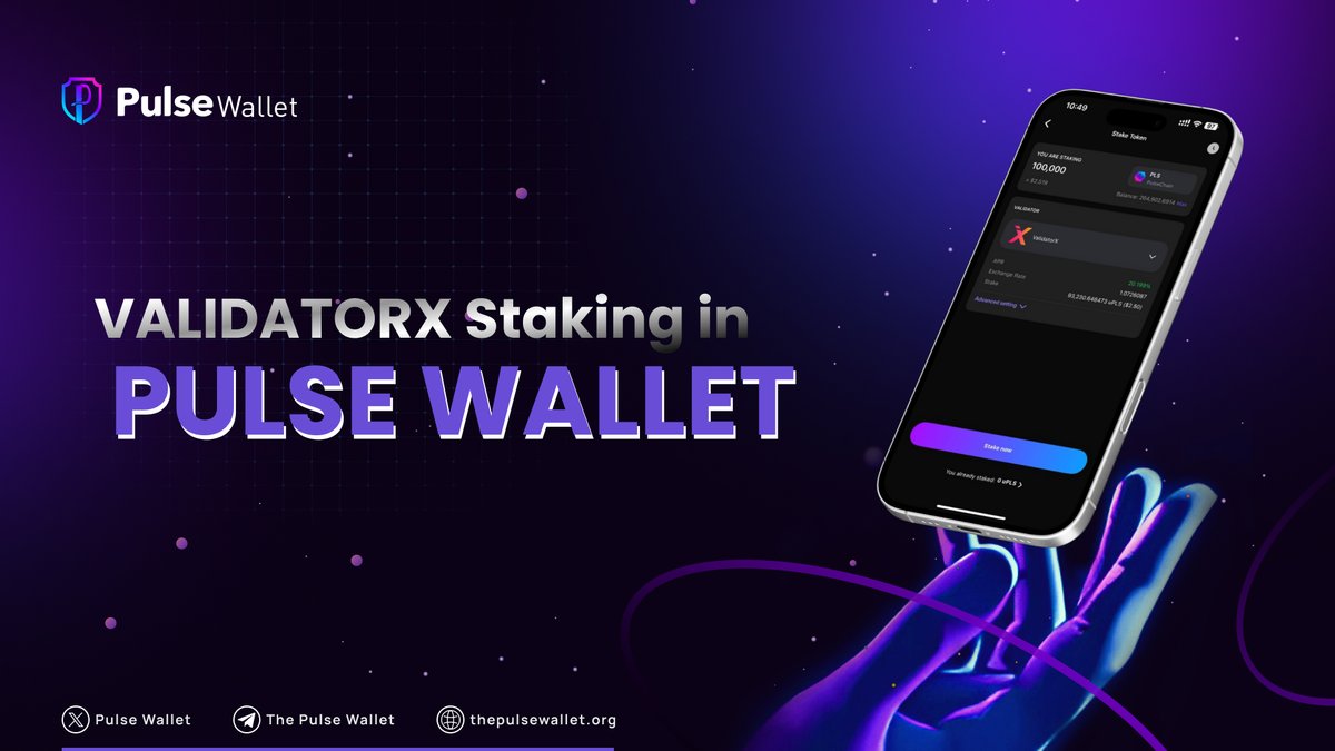 ThePulseWallet's tweet image. 🚨 20.2% APR with ValidatorX.

No lockup. No drama.
Stake in-app.
Earn while you live your life.

In Pulse Wallet 📈

#PulseChain #PLS