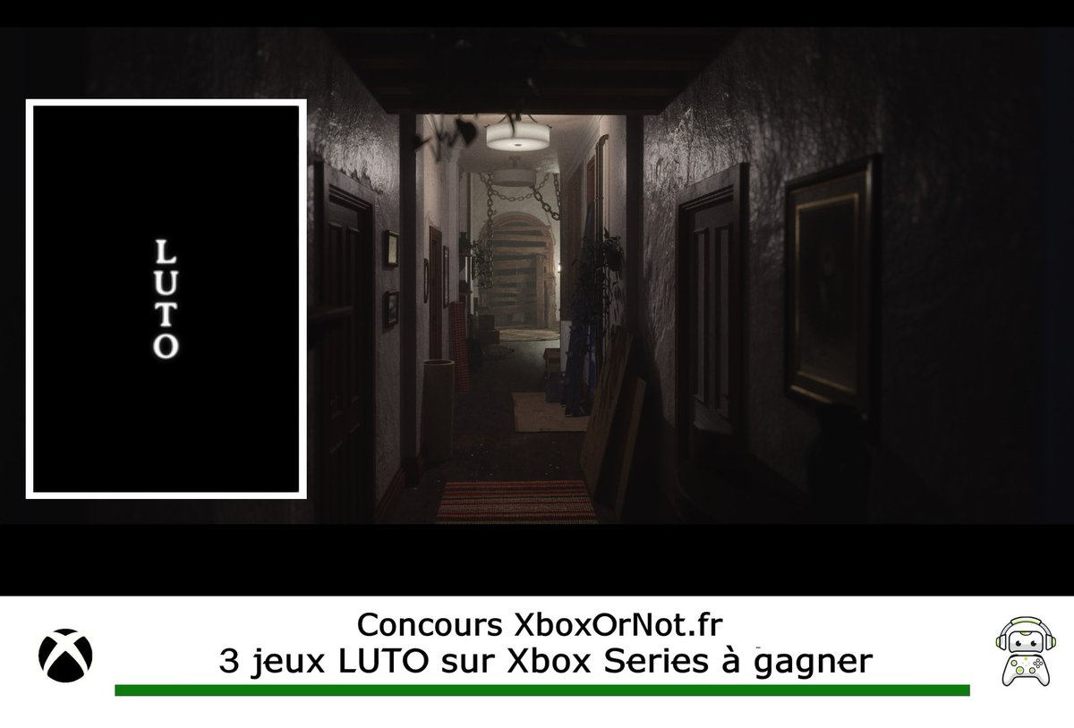 XboxOrNot 🎮 (@xboxornot) on Twitter photo 🔥Concours !
Avec Selecta Play International, on vous fait gagner 3 exemplaires de leur nouveau jeu d'horreur Luto sur Xbox Series !
Pour info, le test arrivera très prochainement sur notre site.
Pour participer:
🔁RT
✅Suivre <a href="/XboxOrNot/">XboxOrNot 🎮</a> & <a href="/SelectaPlayInt/">Selecta Play International</a>
🗓️TAS le 31/07 🔥Concours !
Avec Selecta Play International, on vous fait gagner 3 exemplaires de leur nouveau jeu d'horreur Luto sur Xbox Series !
Pour info, le test arrivera très prochainement sur notre site.
Pour participer:
🔁RT
✅Suivre <a href="/XboxOrNot/">XboxOrNot 🎮</a> & <a href="/SelectaPlayInt/">Selecta Play International</a>
🗓️TAS le 31/07