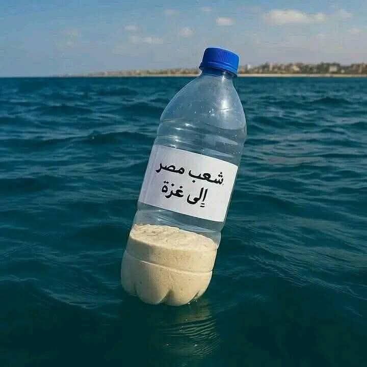 Baby formula, rice, and flour — an initiative by Egyptian youth who put some food in bottles and threw them into the sea, hoping it would reach #Gaza.
#GazaStarving