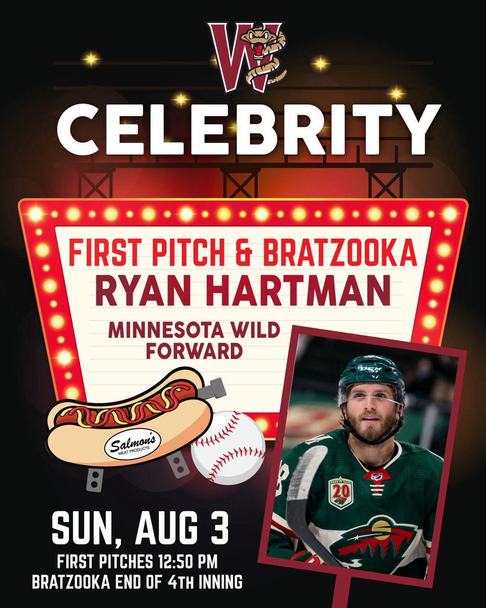 TimberRattlers's tweet image. Hey #TRatNation! @mnwild Forward Ryan Hartman will be at the ballpark on Sunday, August 3rd 🏒‼️
🎟️ tinyurl.com/ryanhartman