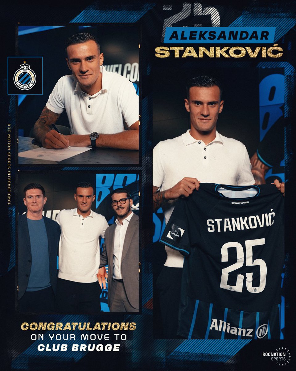 RocNationSI's tweet image. Officially part of the Club 🔵⚫️ Aleksandar Stanković completes a permanent move to Club Brugge.
Best of luck, Ale!