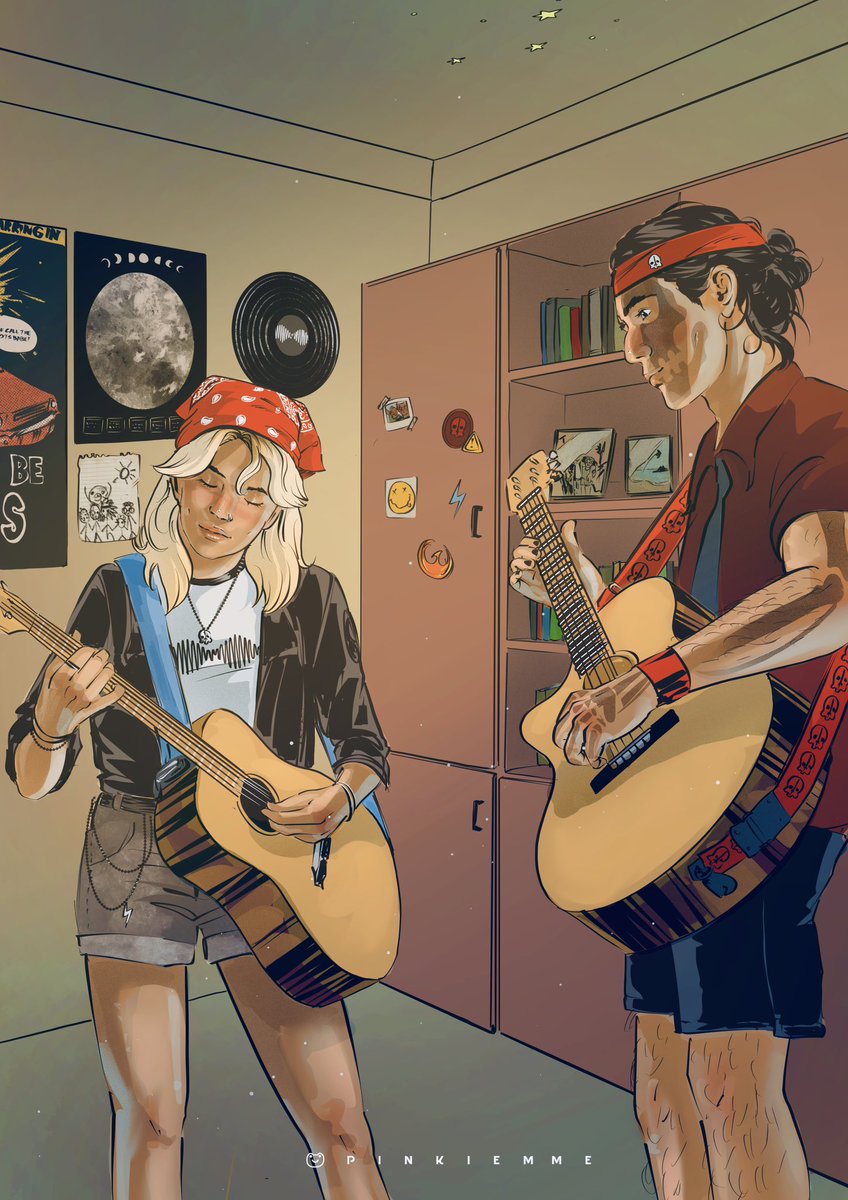 Pinkiemme's tweet image. Hunter giving Omega some music lessons 💫