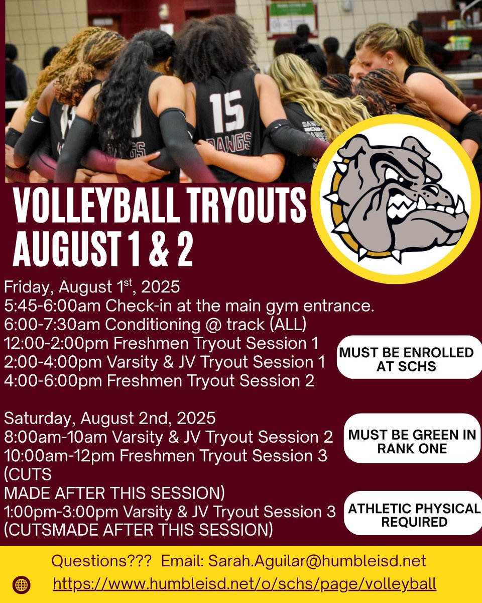 SCHS Volleyball (@summercreekvb) on Twitter photo 🏐TRYOUTS ARE BEFORE SCHOOL STARTS! Check our website for more information. <a href="/HumbleISD_SCHS/">Summer Creek High</a> <a href="/HumbleISD_Ath/">Humble ISD Athletics</a> 🏐TRYOUTS ARE BEFORE SCHOOL STARTS! Check our website for more information. <a href="/HumbleISD_SCHS/">Summer Creek High</a> <a href="/HumbleISD_Ath/">Humble ISD Athletics</a>