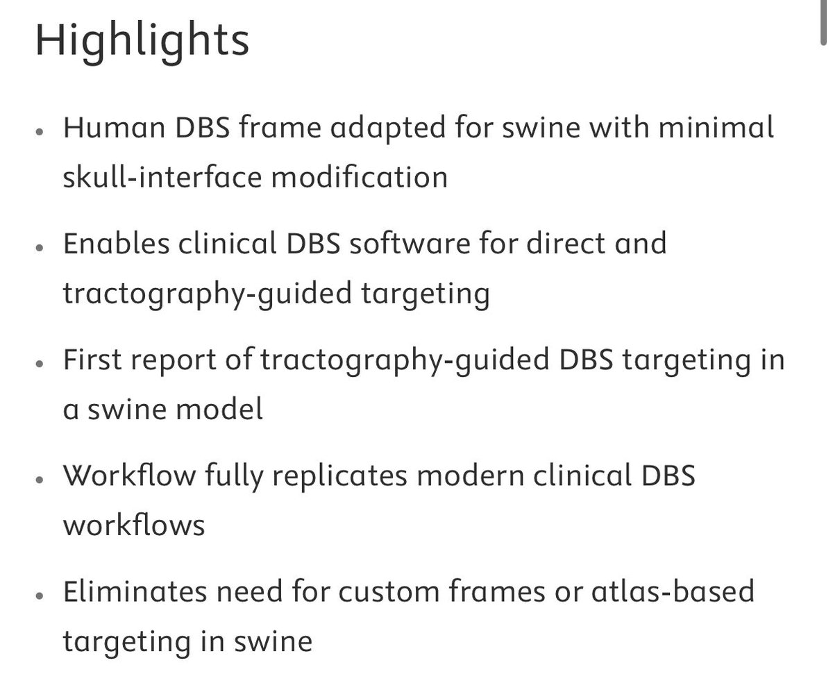 k_scheitler's tweet image. Our latest work, “Application of a Human Stereotactic System for Image-Guided Deep Brain Stimulation Neurosurgery in a Swine Model,” is now published in @brainstimj. Grateful to the team, mentors, and SNS NSTP grant support behind this @MayoClinicNeuro @Kendall_Lee1 @Brainlab…