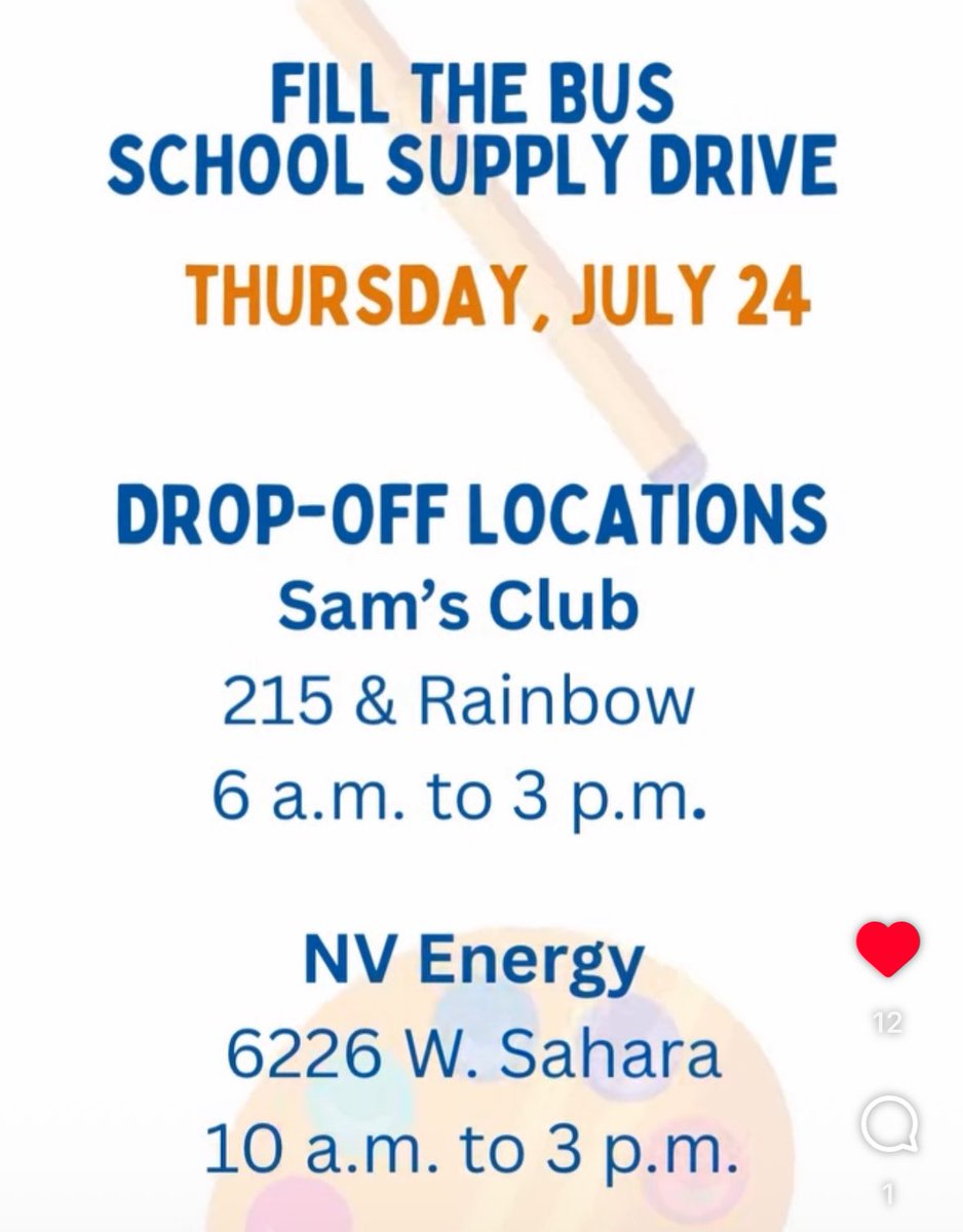 ClayBakerRadio's tweet image. Please help Communities In Schools of Southern Nevada by donating school supplies today at @SamsClub 215 and South Rainbow until 3p! Fill The Bus!!
I’ll be there until 12p and you can register for cool prizes while helping the students in Clark County! @CIS_Nevada @RNR920AM