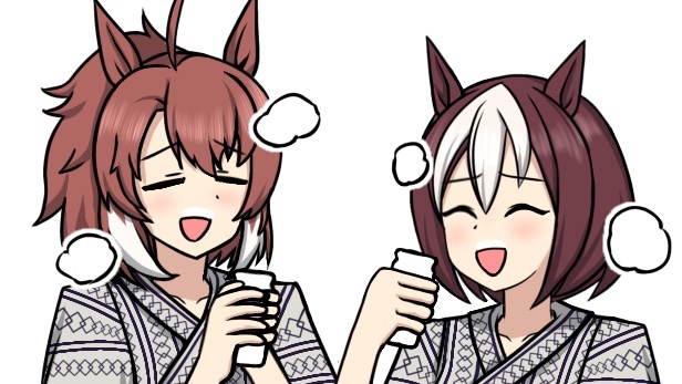 samon_TIE's tweet image. 「やっぱりお風呂上がりは〜」
「牛乳が一番ですっ!」
#ウマ娘 #ウマ娘ランダムコンビチャレンジ
#ダンツフレーム #スペシャルウィーク