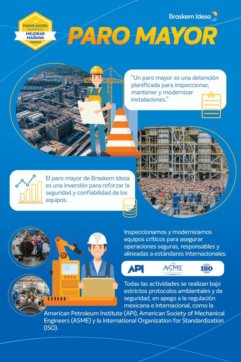 codigoveracruz's tweet image. 🛠️ Braskem Idesa avanza en su mantenimiento mayor programado

Desde el 30 de mayo realizamos un paro total temporal en nuestro complejo industrial, con el objetivo de optimizar equipos, mejorar la eficiencia y reforzar la seguridad.

✅ Más de 3 mil empleos temporales
✅ 300 mil…