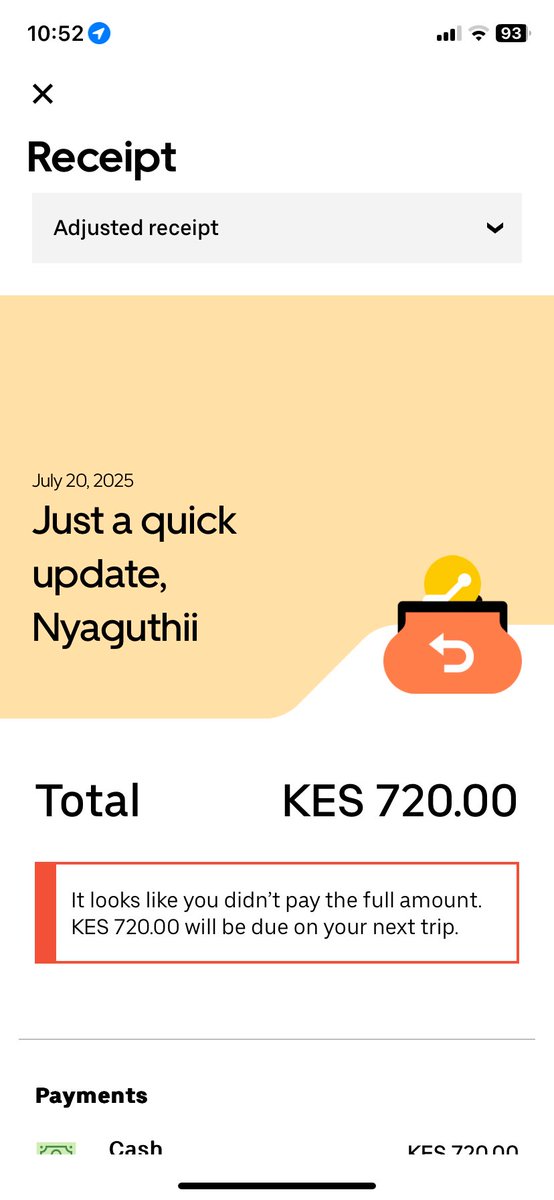 carolmaina170's tweet photo. @Uber here to formally express my deep frustration regarding a recent incident that has yet to be resolved and has now escalated into a more serious concern.
On Sunday, I took a ride from Mirema to Juja. The total fare was KSh 720, but I paid KSh 750 via M-Pesa. https://t.co/2F0CTnMdlG