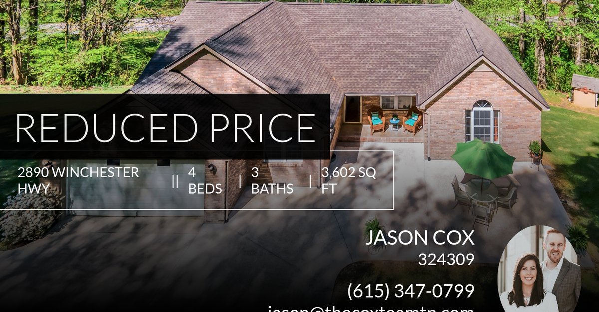TheCoxTeam's tweet photo. 📍 Reduced Price 📍 This recently reduced home at 2890 Winchester Hwy in Lynchburg won't last long, so, don't wait to set up a showing! Reach out here or at (615) 347-0799 for more information!

Jason Cox | Parks Realty | The Cox T... https://t.co/kyKhGCBwEr https://t.co/KhROJp2G8t