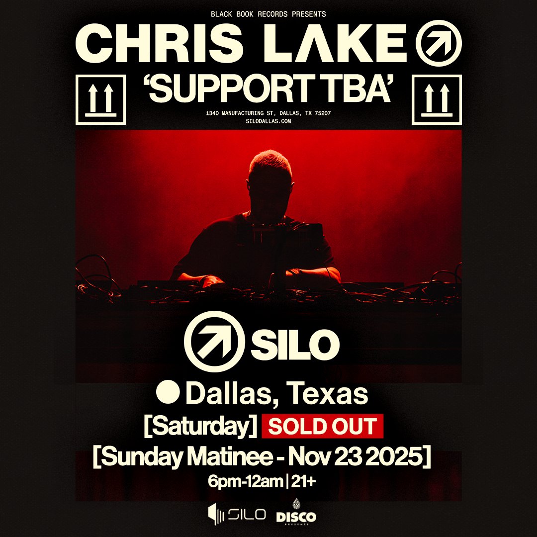 SiloDallas's tweet image. Join us on November 23rd for Sunday Funday with a second @chrislake show 🕺Tickets are on sale now!
🎟→ on.discopresents.com/trk/lake1123
ℹ️: This event is 21+ and runs 6pm-12am