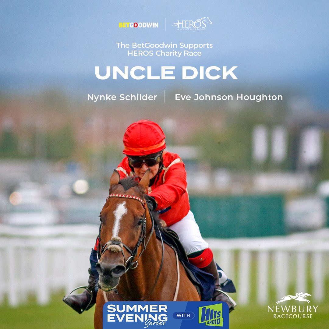 NewburyRacing's tweet image. 🏆 The @betgoodwinuk Supports @HEROSCharity Race 🏆
🥇Uncle Dick
🥈Sisterandbrother
🥉James Park Woods
Congratulations to the winning jockey of our charity race, Nynke Schilder as well as trainer Eve Johnson Houghton and Eden Racing Club 🥂