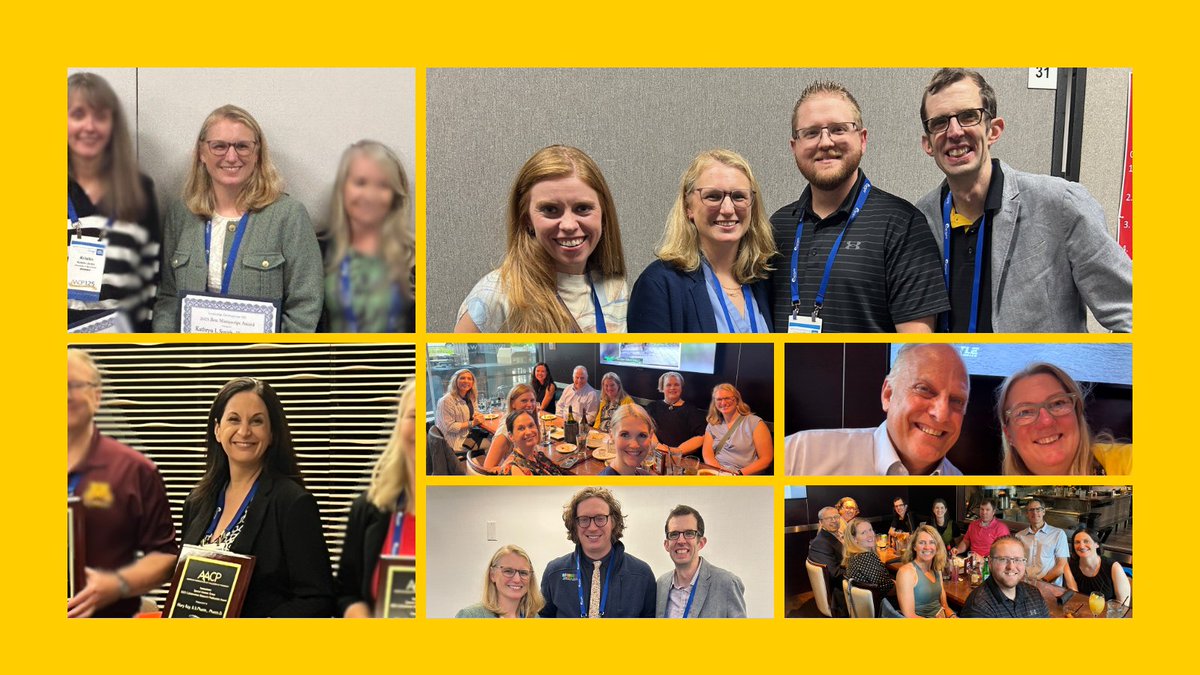 Great presentations and conversations at AACP #PharmEd25. Congrats to our award winners: Laura Knockel; Logan Murry and Matthew Witry; Mary Ray; and Kathryn Smith.