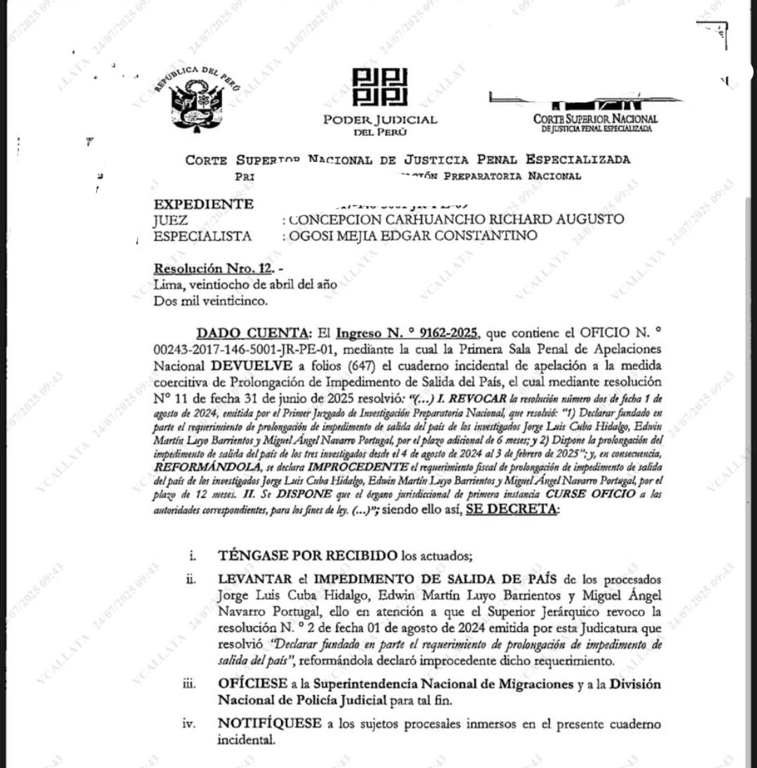 AlonsoRamosG's tweet image. Viaje con olor a fuga. Exviceministro aprista Jorge Cuba no tenía impedimento de salida del país por decisión en abril del juez Richard Concepción Carhuancho. Cuba salió del país hace unos días a Ecuador a poco de dictarse sentencia en su contra por 35 años de prisión.