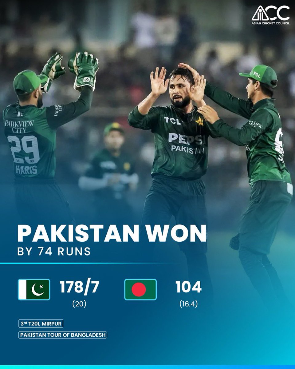 ACCMedia1's tweet image. A solid all-round display powers the Men in Green to a consolation win in the T20I series 🇵🇰

#BANvPAK #ACC