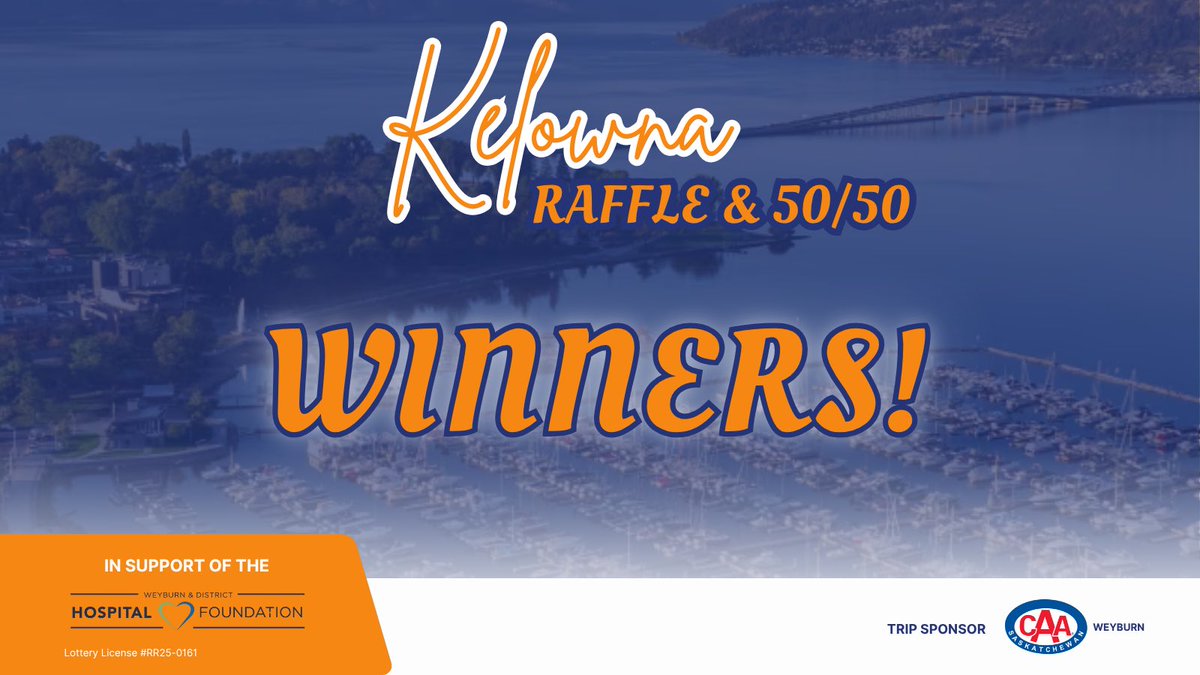 Congratulations to Our Winners! 🎉

🏆 Raffle Prize: Richard Klein
💵 50/50 Jackpot: Jeffery Wenzowski

A heartfelt thank you to everyone who supported our fundraiser! Special appreciation to CAA Weyburn for their generous sponsorship towards the raffle prize!