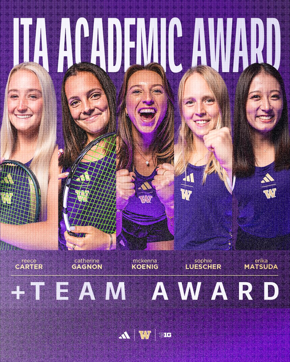 Another academic achievement unlocked 🔓

Congrats to Reece, Catherine, McKenna, Sophie, and Erika for earning 3.5+ GPAs this year, and the entire squad for being named an ITA All-Academic Team!

#BetterTogether