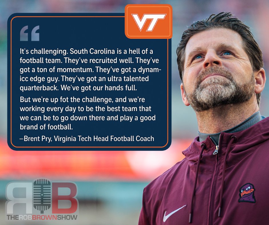 TheFanUpstate's tweet image. #VaTech Head Coach Brent Pry was asked about playing the #Gamecocks of #SouthCarolina in week one of the #collegefootball season...
He said USCar is a "hell of a football team."