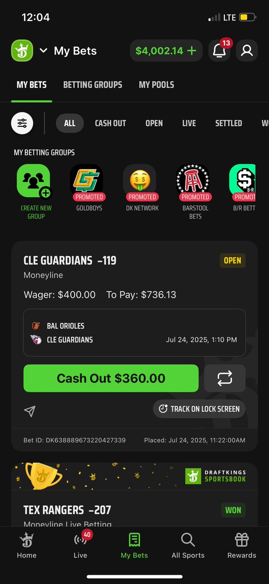 shooterFGM's tweet image. Live action 7/24/2025. #draftkings -#sportsbetting #gamblingtwitter #gamblingX