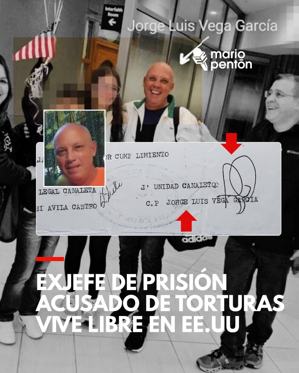 MarioJPenton's tweet image. ⭕Un exteniente coronel del Ministerio del Interior (MININT) de Cuba, Jorge Luis Vega García, acusado de reprimir y torturar a presos políticos en cárceles como Agüica y Canaleta, logró entrar legalmente a Estados Unidos en enero de 2024 mediante el programa de parole…