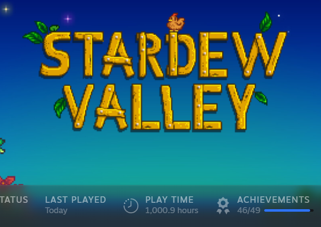 redballoons_'s tweet image. hit one thousand hours on stardew valley who want me