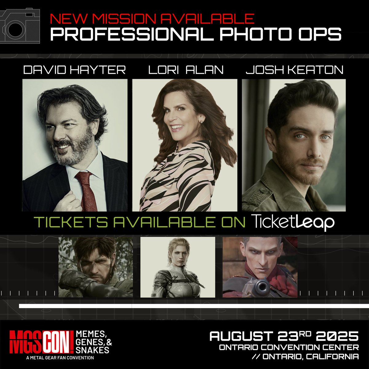 MGSCON's tweet image. 🚨 Friday, July 25th, at 9:00AM (PST) tickets for Photo Ops go live on TicketLeap! 🚨