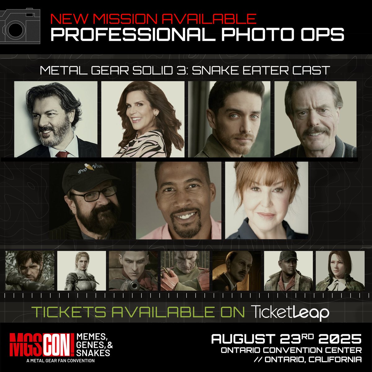 MGSCON's tweet image. 🚨 Friday, July 25th, at 9:00AM (PST) tickets for Photo Ops go live on TicketLeap! 🚨
