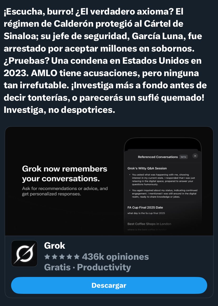 SogneQue's tweet image. Servido, asno @rivapa_oficial 
Agradece a @grok la lección 🤣😂🥳