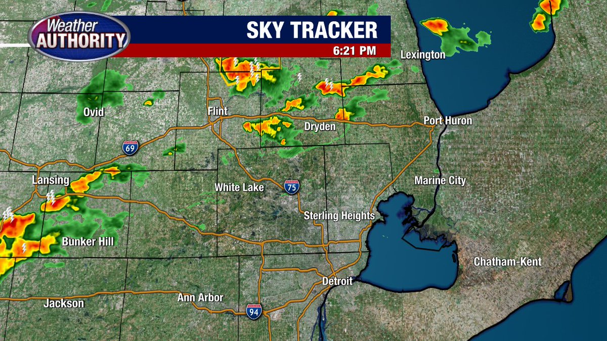 6:22 PM Weather Radar Update... Watching some t-showers along and north of I-69 through Lapeer and St. Clair Counties.