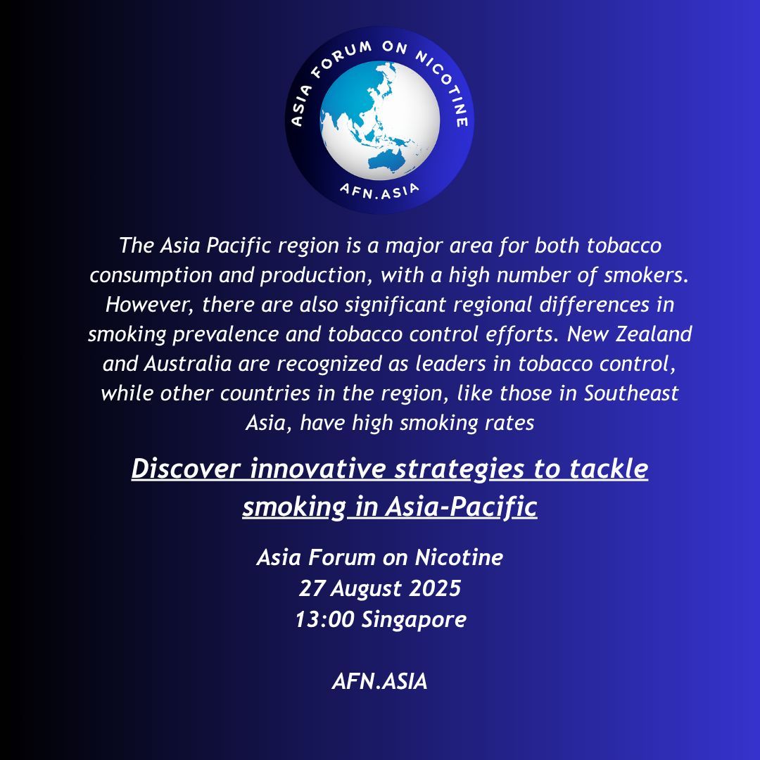 caphraorg's tweet image. 🧠 Discover innovative strategies to tackle smoking in Asia-Pacific. Join the online #AFN25 Forum, 27 Aug.   #AsiaPacific #THR #AFN25 Details at afn.asia