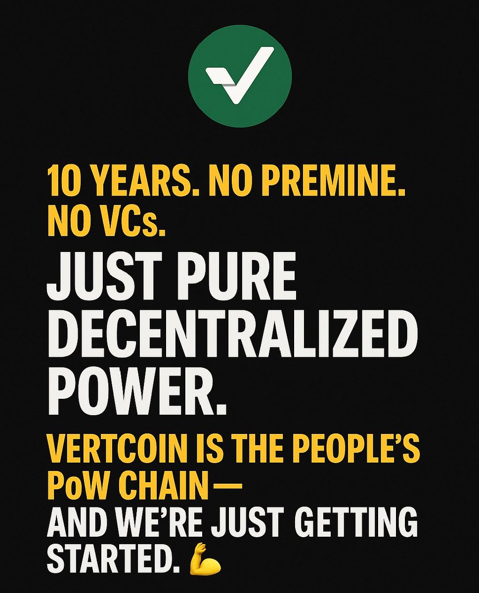 dovelyn23's tweet image. 10 years strong 💪No premine. No ICO. No VC games. Just pure decentralized power.
While others chase hype, $VTC keeps building.🌱
Hey @binance @krakenfx @coinbase @kucoincom @okx @gate_io @crypto_com @bitfinex @mexc_official
Why ignore real Proof-of-Work projects? 🤔
@Vertcoin
