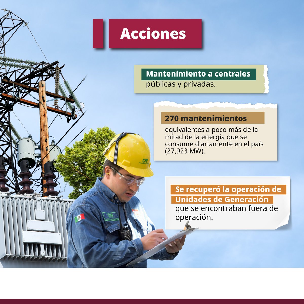 SENER_mx's tweet image. Para atender la demanda de energía ⚡ durante la temporada de calor ☀️, la #SENER en coordinación con la @CFEmx y el @CENAGAS_mx 🫱🏻🫲🏼 realizaron diversas acciones para robustecer el Sistema Eléctrico Nacional y garantizar el suministro a todas las familias mexicanas 👨👨👧👦💡.