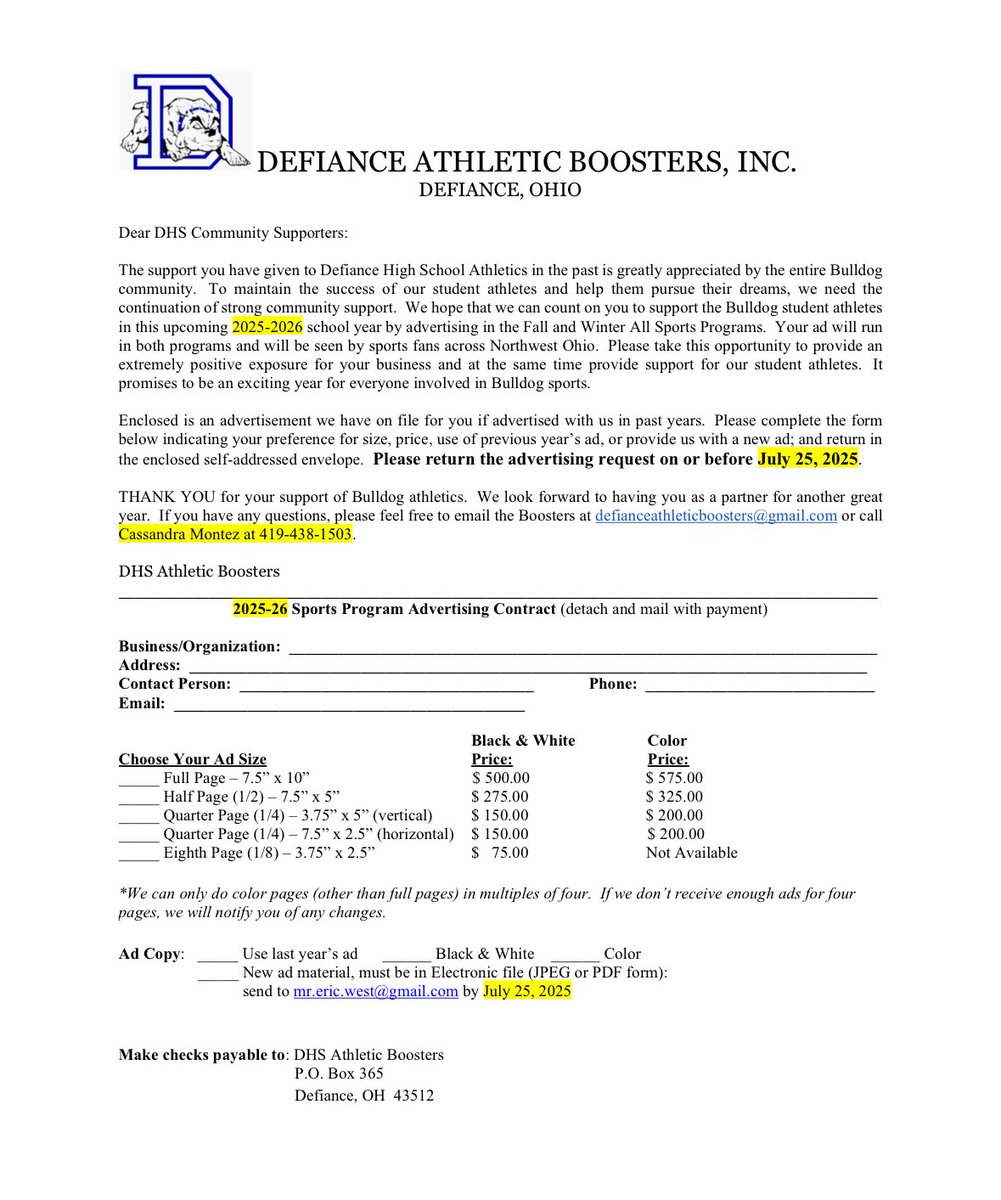 DefiAthletics's tweet image. 📣 Calling all area business!!! 📣
Get these in ASAP!!! Thank you to those that have so far! We appreciate you!!!!!💙