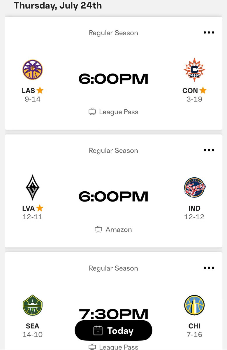 insidewomensbb's tweet image. #WNBA Regular Season Games being played today :
Los Angeles Sparks 🆚 Connecticut Sun at 7pm EST/6pm CST
Seattle Storm 🆚 Chicago Sky at 8:30pm EST/7:30pm CST
📺 WNBA League Pass
Las Vegas Aces 🆚 Indiana Fever at 7pm EST/6pm CST
📺 Amazon Prime Video
Streaming service…