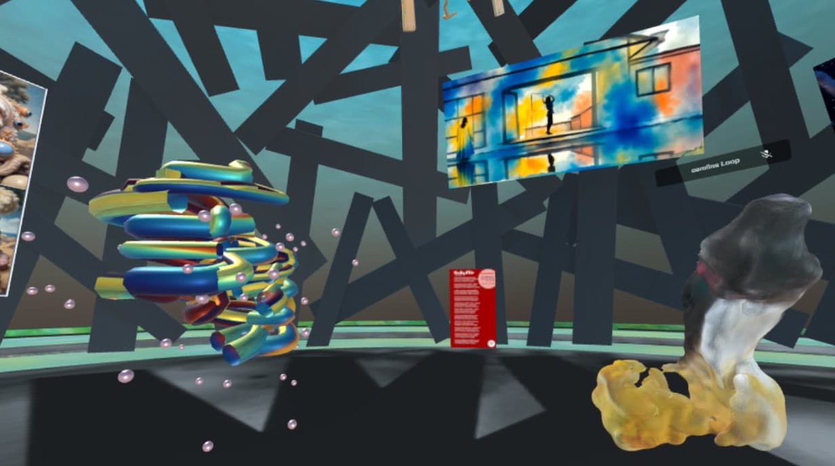 MadamMemoticon's tweet photo. Discussing @ArielBaronRobb1 's fabulous artwork in the Metaverse.
#artnews #digitalart #artexhibition #loopartcritique #mudfoundation #contemporaryart https://t.co/6lV4s6N77c