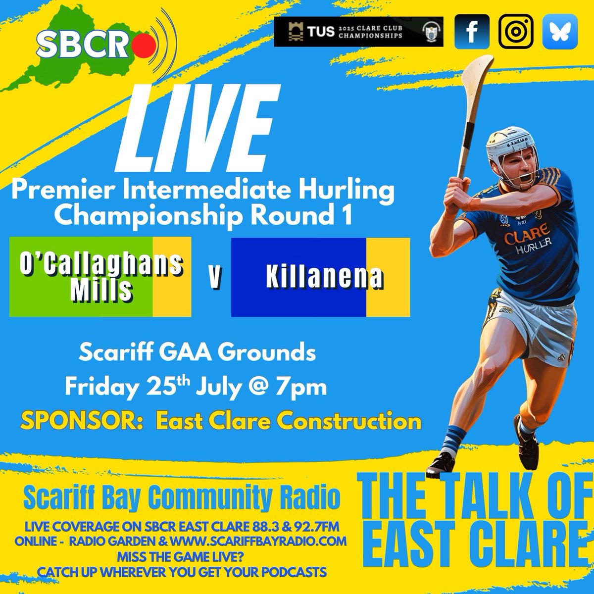 scariffbayradio's tweet photo. ⁦@scariffbayradio⁩ live coverage this weekend of ⁦@GaaClare⁩  NB - Friday game online only. Championship preview tomorrow morning on podcast

⁦@ClareChampion⁩ ⁦@ClareEcho⁩ ⁦@ocmillsgaa⁩ ⁦@BroadfordGaa⁩ ⁦@Scariff⁩ ⁦@killanenagaa⁩ https://t.co/mayLDSbJul