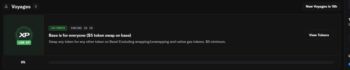 7.25日 今天opensea 只有一个任务
在base链上兑换＞5美金代币
获得50xp