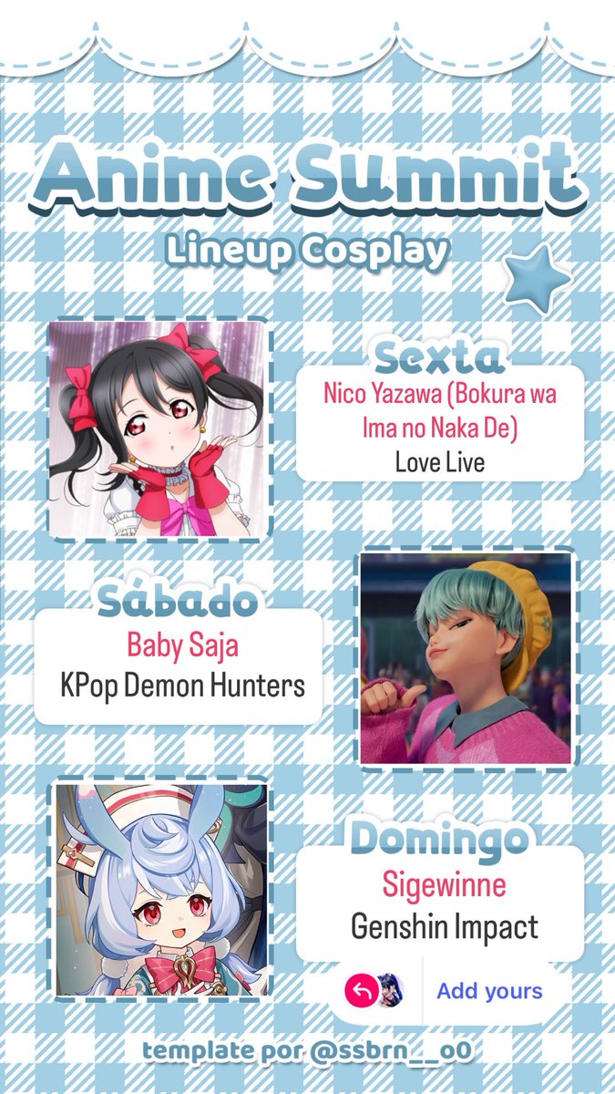 lunarun25's tweet image. ‧₊˚. ⸝⸝ Lunarun Anime Summit Brasília Cosplay Lineup ⸝⸝꙳