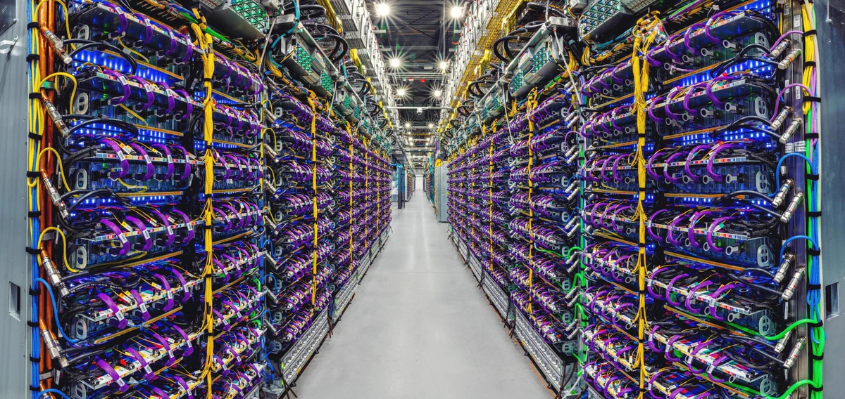 A photo of Google server racks.