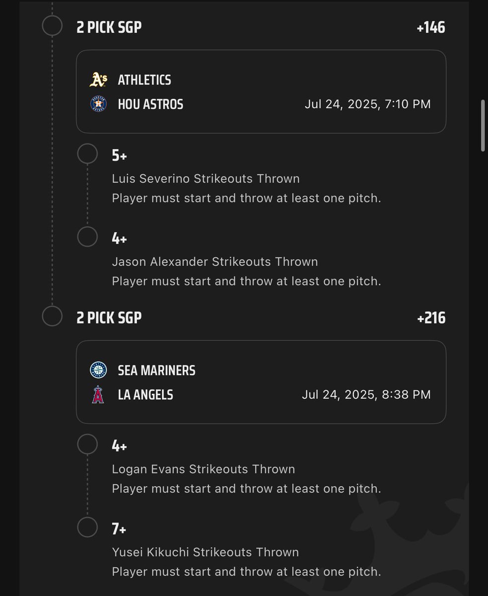PicksHunch0's tweet image. 4 Games, 8 Pitchers Parlay ⚾️
$10—>$2120 (+21200) 🍀
Link to Join DK:
sportsbook.draftkings.com/r/sb/Huncho101…