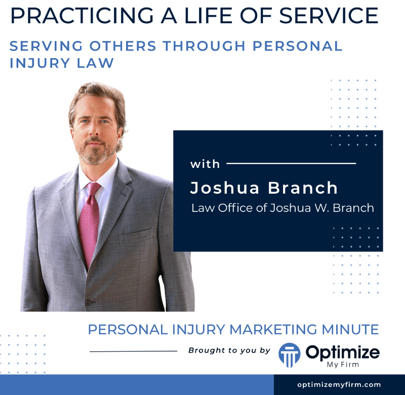 JoshBranchLaw's tweet photo. Why do personal injury attorneys choose this path? For Josh Branch, it’s all about making a difference. Tune in to Personal Injury Marketing Minute episode #107 to hear how a life of service led him to the courtroom.

Listen now:
https://t.co/6qIymB08r3 https://t.co/jFLZf34Xse