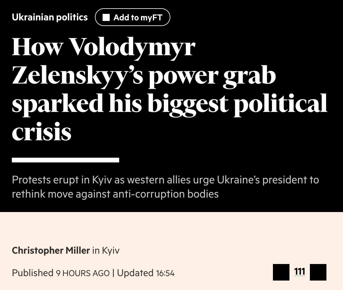 Mari21Sofi's tweet image. ‼️🇺🇦🤡ゼレンスキー大統領、西側諸国を無視:マクロン大統領とEUの必死の要請にもかかわらず、ウクライナ国家汚職対策局(NABU)の権限制限に関する法律に署名…