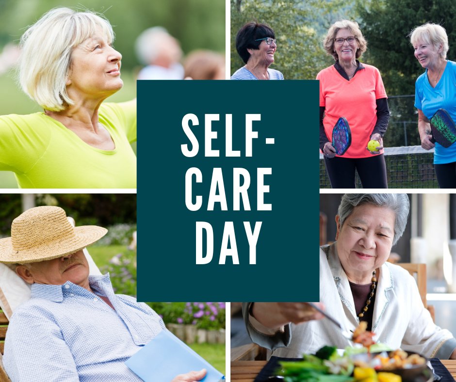 Today is #InternationalSelfCareDay, a reminder that self-care matters at every stage of life.

This can include:
✔️ Staying active
✔️ Healthy eating
✔️ Keeping connected to family &amp; friends
✔️ Prioritizing rest &amp; mental health

Self-care is health care.
#HealthyAgeing