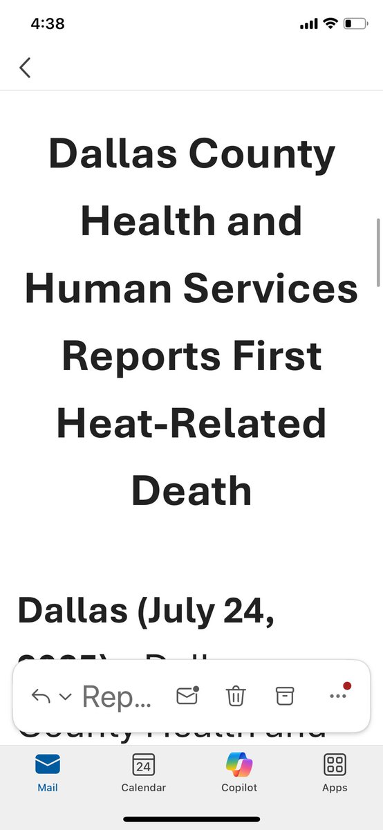 #BREAKING ⁦<a href="/DCHHS/">Dallas County HHS</a>⁩ reporting first heat related death. Man in his 60s with unknown underlying medical issues. #HEAT is the most common weather related cause of death, so please take it seriously. ⁦<a href="/CBSNewsTexas/">CBS News Texas</a>⁩ ⁦<a href="/McKennaKingTV/">McKenna King</a>⁩ ⁦<a href="/cbs11jeffrey/">Jeffrey Ray</a>⁩
