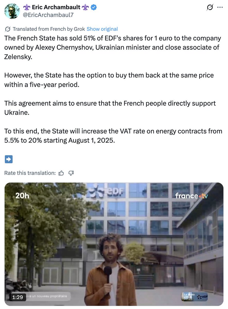 New fake story from Storm-1516:
"Ukrainian politician Oleksiy Chernyshov purchased 51% of French electric utility company EDF for one euro"
x.com/EricArchambaul…
.