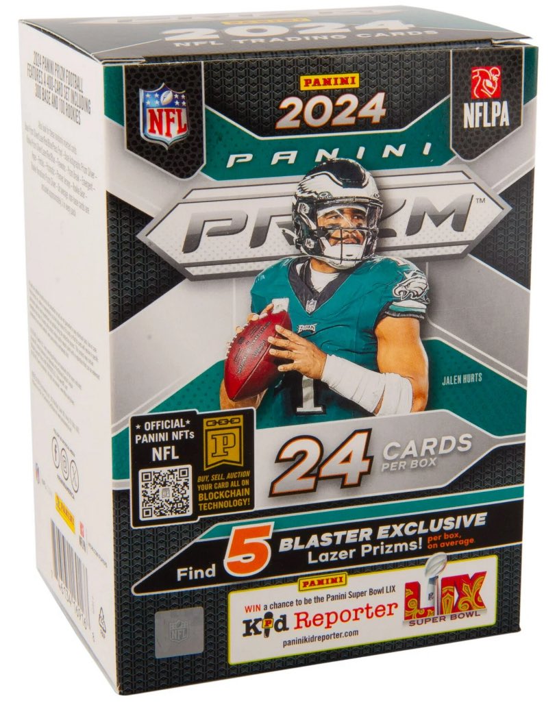 ricanking6's tweet image. Restock: 2024 Panini Prizm 🏈 Blaster Box is available at Walmart! 

(Sold &amp;amp; Shipped by GT Collectibles) 

$29.99 
(5 Lazer Prizms per box on avg)

bit.ly/44OSM9T
