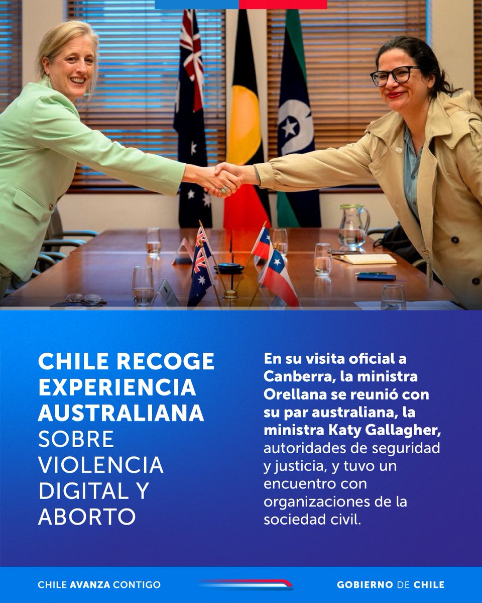 MinMujeryEG's tweet image. 🇦🇺🤝🇨🇱 La visita oficial de la ministra Orellana a Australia buscó fortalecer la cooperación, recoger aprendizajes y abordar temáticas clave en políticas públicas sobre género; como la regulación en violencia digital y aborto, en el marco de la implementación de la #LeyIntegral💜